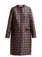 Matchesfashion.com Marni - Houndstooth Print Silk Lined Coat - Womens - Brown Multi