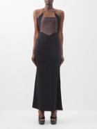 16arlington - Esteli Halterneck Panelled Crepe Dress - Womens - Brown Black