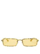 Matchesfashion.com Balenciaga - Rectangular Tiger-print Metal Sunglasses - Womens - Yellow Multi