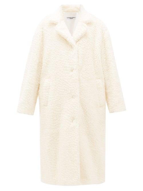Matchesfashion.com Katharine Hamnett London - Velma Oversized Shearling Effect Mohair Coat - Womens - Ivory