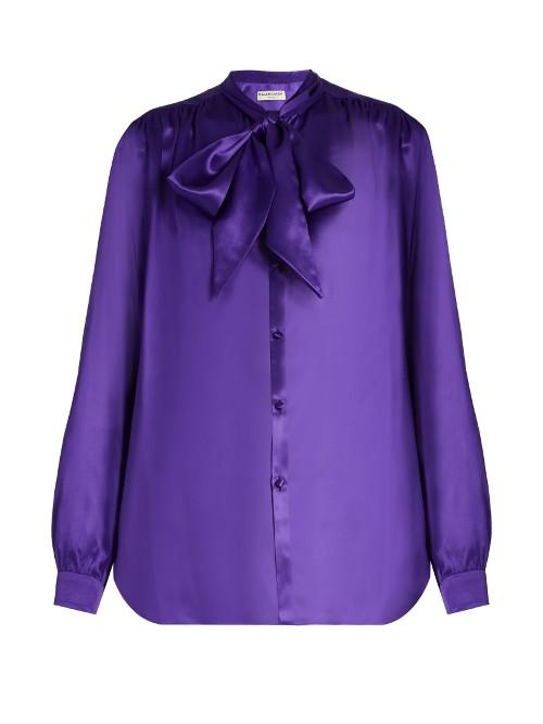 Balenciaga Neck-tie Silk-satin Blouse