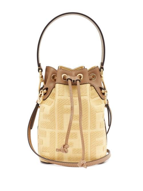 Matchesfashion.com Fendi - Mon Tresor Mini Logo-jacquard Canvas Bucket Bag - Womens - Yellow Multi
