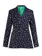 Matchesfashion.com Charles Jeffrey Loverboy - Polka Dot Print Safety Pin Cotton Twill Blazer - Womens - Navy Multi