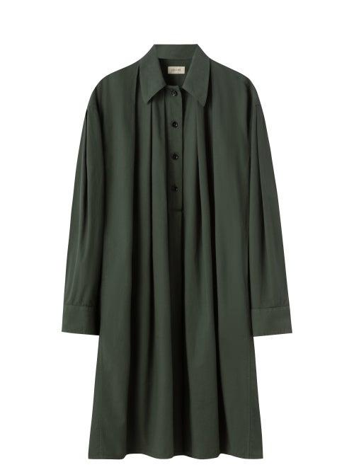 Lemaire - Poplin Shirt Dress - Womens - Dark Green