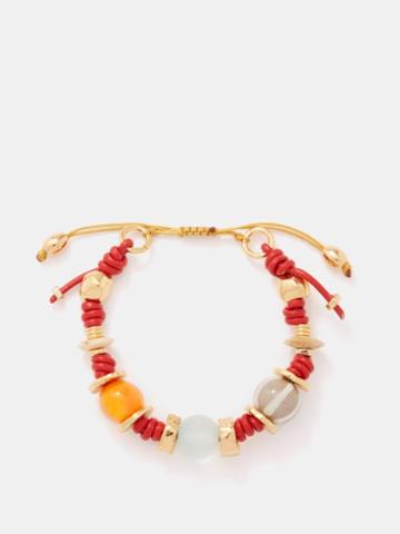 Tohum - Shell Glass & 24kt Gold-plated Bracelet - Womens - Red Multi