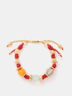 Tohum - Shell Glass & 24kt Gold-plated Bracelet - Womens - Red Multi