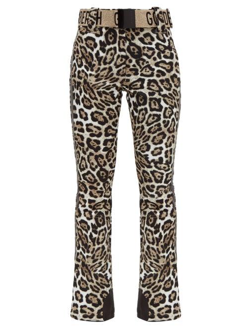 Matchesfashion.com Goldbergh - Roar Panther Print Belted Soft Shell Ski Trousers - Womens - Leopard