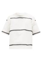 Matchesfashion.com Namacheko - Mihi Cutout Embroidered-stripe Poplin T-shirt - Mens - White Black