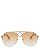 Matchesfashion.com Chlo - Romie Aviator Metal Sunglasses - Womens - Orange