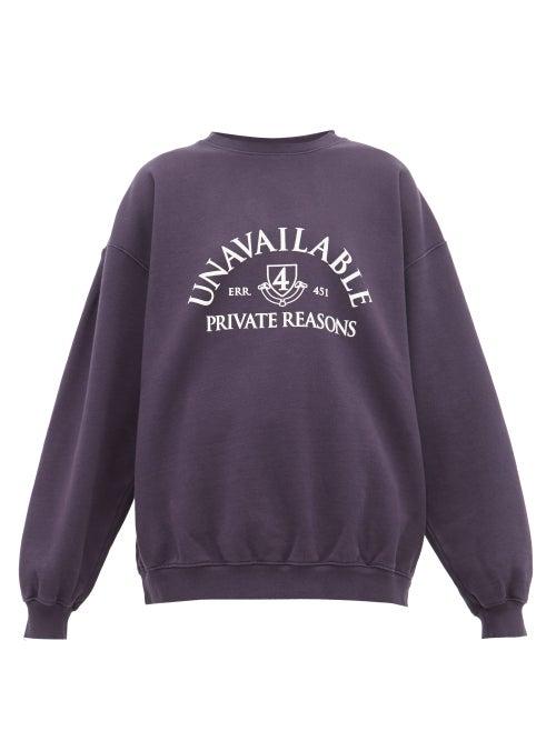 Matchesfashion.com Vetements - Unavailable Print Cotton Sweatshirt - Womens - Navy
