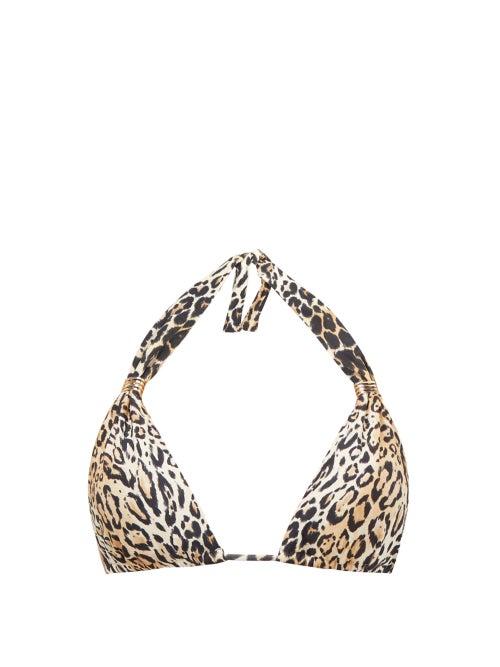 Matchesfashion.com Melissa Odabash - Grenada Leopard Print Halterneck Bikini Top - Womens - Animal