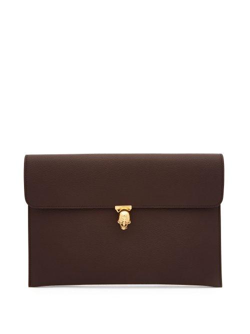 Matchesfashion.com Alexander Mcqueen - Skull Envelope Pouch - Womens - Burgundy