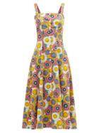 Ladies Rtw Borgo De Nor - Tilda Floral-print Cotton-poplin Midi Dress - Womens - Red