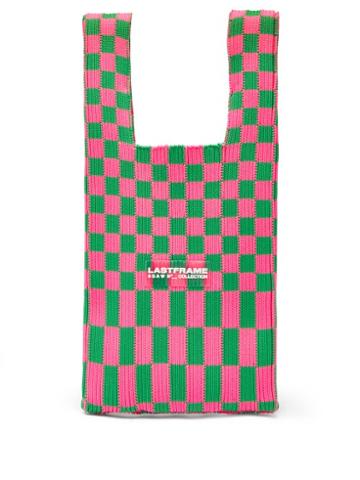 Matchesfashion.com Lastframe - Ichimatsu-check Knitted Tote Bag - Womens - Green Multi