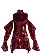 Matchesfashion.com Halpern - Sequin Covered Cold Shoulder Dress - Womens - Fuchsia