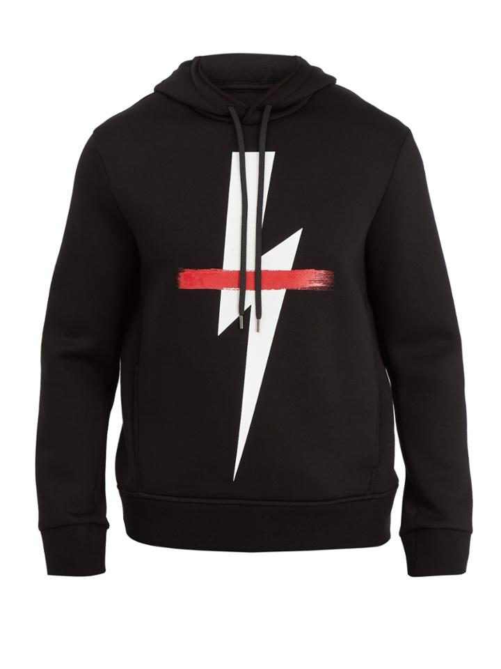 Neil Barrett Crossed-out Bolt Graphic Hooded Sweater