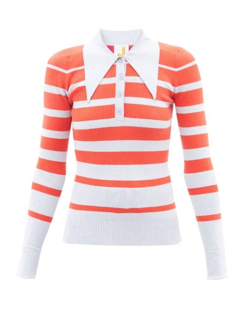 Joostricot - Peachskin Striped Cotton-blend Sweater - Womens - Red Multi