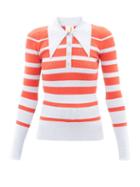 Joostricot - Peachskin Striped Cotton-blend Sweater - Womens - Red Multi