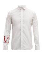 Matchesfashion.com Valentino - Go Logo Cotton Poplin Shirt - Mens - White
