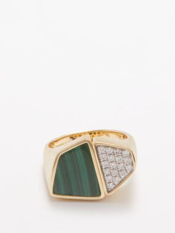 Rainbow K - Esteve Diamond, Malachite & 9kt Gold Ring - Womens - Green Gold
