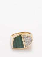 Rainbow K - Esteve Diamond, Malachite & 9kt Gold Ring - Womens - Green Gold