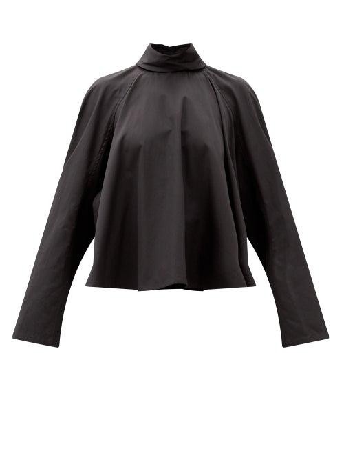 Matchesfashion.com Lemaire - High-neck Cotton-poplin Blouse - Womens - Dark Grey