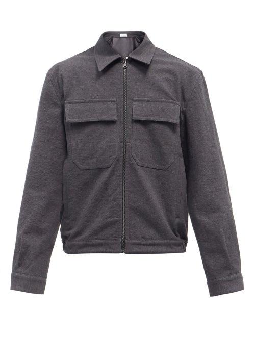 Mens Rtw Raey - Textured Cotton-twill Bomber Jacket - Mens - Charcoal