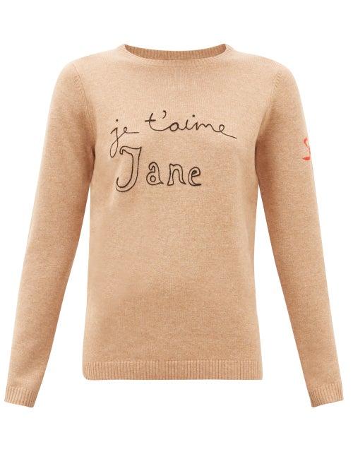 Matchesfashion.com Bella Freud - Je T'aime Jane Wool Blend Sweater - Womens - Camel