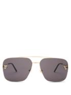 Matchesfashion.com Cartier Eyewear - Panthre Aviator Metal Sunglasses - Mens - Gold