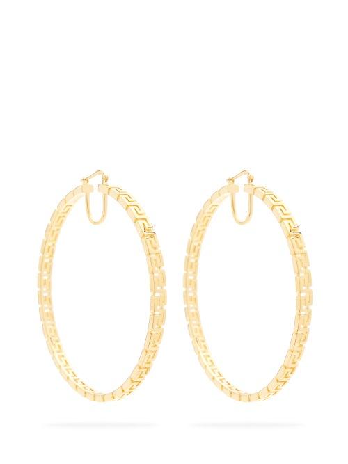 Matchesfashion.com Versace - Greca Large Hoop Earrings - Womens - Gold
