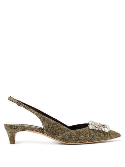 Matchesfashion.com Rupert Sanderson - Misty Crystal Embellished Pumps - Womens - Gold