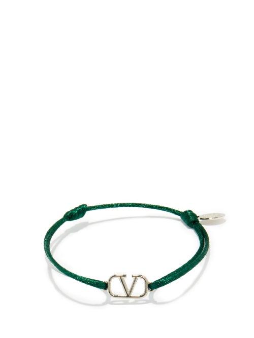 Mens Jewellery Valentino Garavani - V-logo Cord Bracelet - Mens - Green