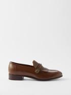 Gucci - G-plaque Fringed Leather Loafers - Mens - Brown