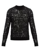 Matchesfashion.com Saint Laurent - Crocodile-jacquard Wool-blend Sweater - Mens - Black Grey