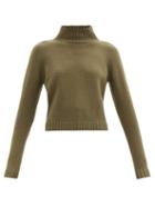 Matchesfashion.com The Elder Statesman - Highland High-neck Cashmere Sweater - Womens - Khaki