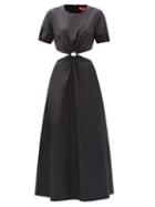 Matchesfashion.com Staud - Calypso Cutout-waist Recycled-poplin Dress - Womens - Black