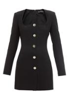 Ladies Rtw David Koma - Sweetheart-neck Long-sleeve Wool-crepe Dress - Womens - Black