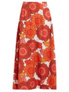 Matchesfashion.com Dodo Bar Or - Maximillianne Floral Print Crepe Midi Skirt - Womens - Orange White