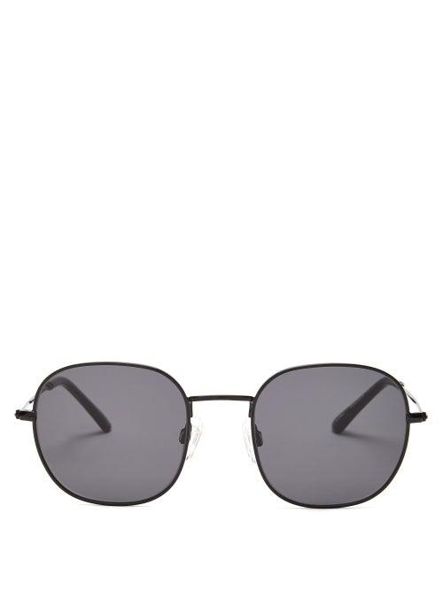 Matchesfashion.com Sun Buddies - Helmut Square Metal Sunglasses - Mens - Black