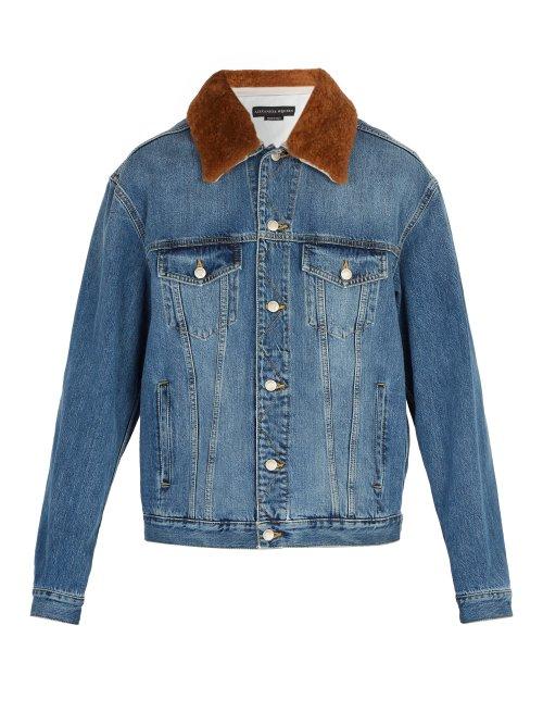 Matchesfashion.com Alexander Mcqueen - Shearling Denim Jacket - Mens - Denim