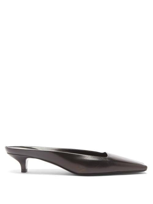 Totme - Square-toe Leather Mules - Womens - Black