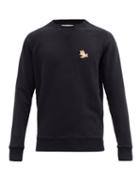 Matchesfashion.com Maison Kitsun - Chillax Fox-patch Cotton-jersey Sweatshirt - Mens - Black