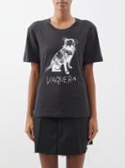 Vaquera - Dog-logo Cotton-jersey T-shirt - Womens - Black Print