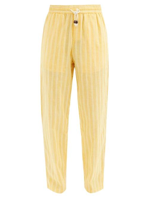 Matchesfashion.com Smr Days - Striped Cotton Trousers - Mens - Yellow