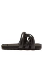 Yume Yume - Tyre Padded-strap Faux-leather Slides - Womens - Black