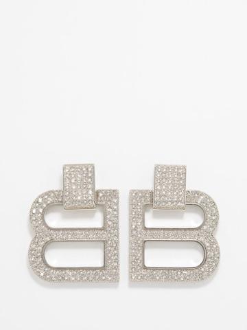 Balenciaga - Hourglass Xl Drop Earrings - Womens - Silver