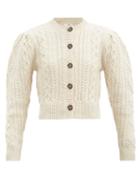 Matchesfashion.com Isabel Marant Toile - Rianne Cropped Cable-knit Wool Cardigan - Womens - Ivory