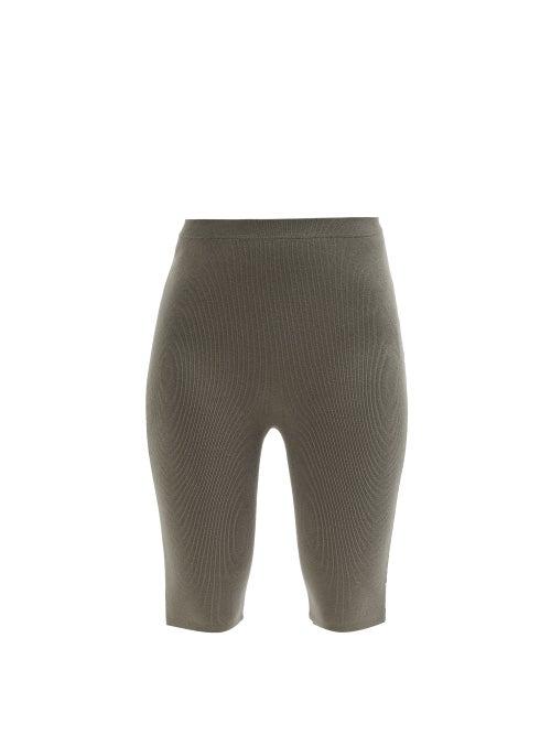Lauren Manoogian - High-rise Cotton-blend Shorts - Womens - Khaki