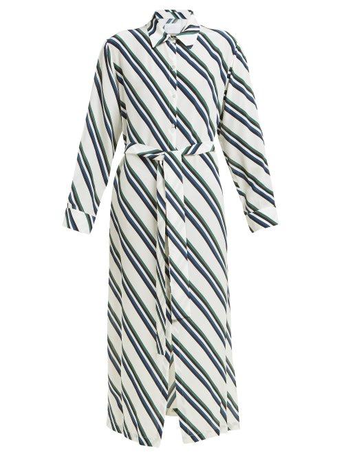 Matchesfashion.com Asceno - Striped Silk Crepe Shirtdress - Womens - Ivory Stripe
