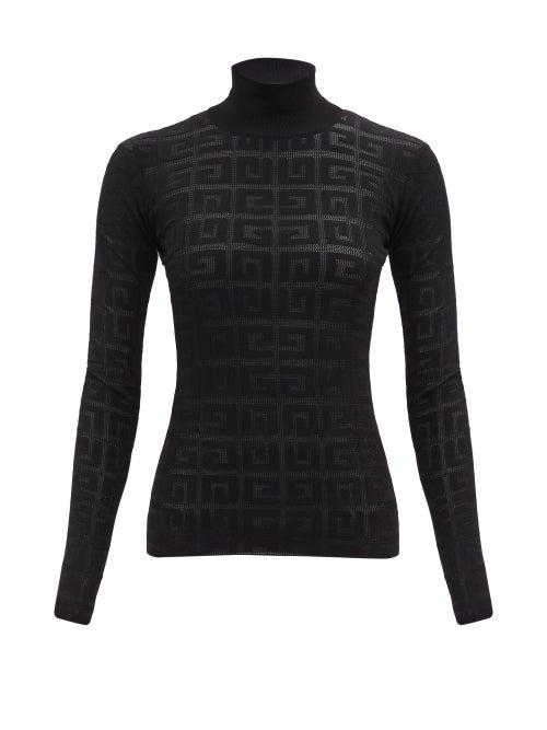 Givenchy - High-neck 4g-jacquard Jersey Top - Womens - Black